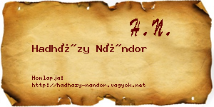 Hadházy Nándor névjegykártya