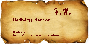 Hadházy Nándor névjegykártya